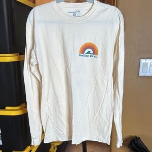 NWOT Feeling Swell 100% Cotton Cream LS Shirt Rainbow Graphic Size Medium